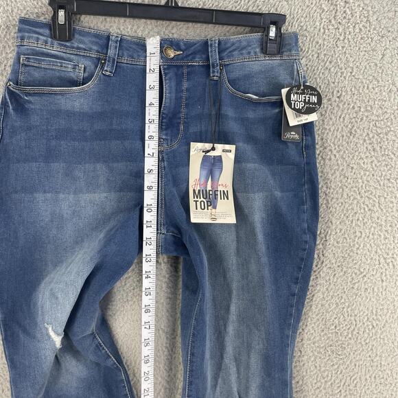 Royalty For Me Jeans Womens 14P x26 Blue Ankle High-Rise Skinny Petite Rip Tear - Picture 4 of 15